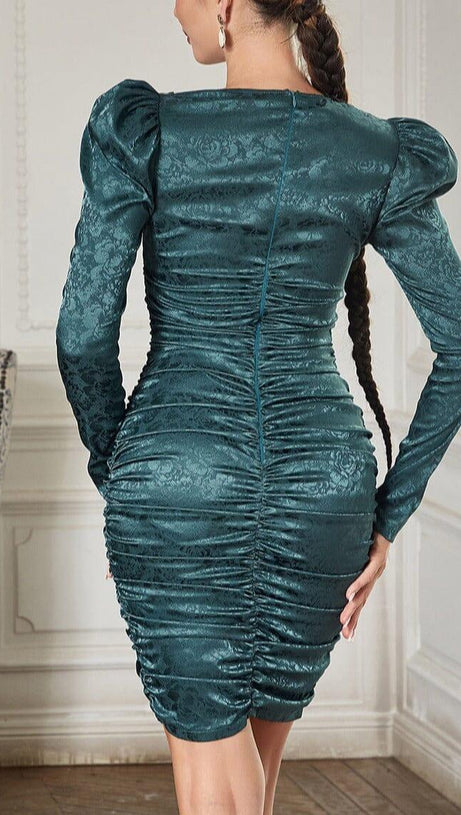 GREEN LONG SLEEVE MINI DRESS