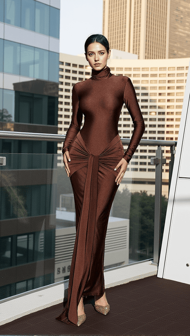 AIIZIE RUMAYSA LONG SLEEVE TWISTED MAXI DRESS - product image