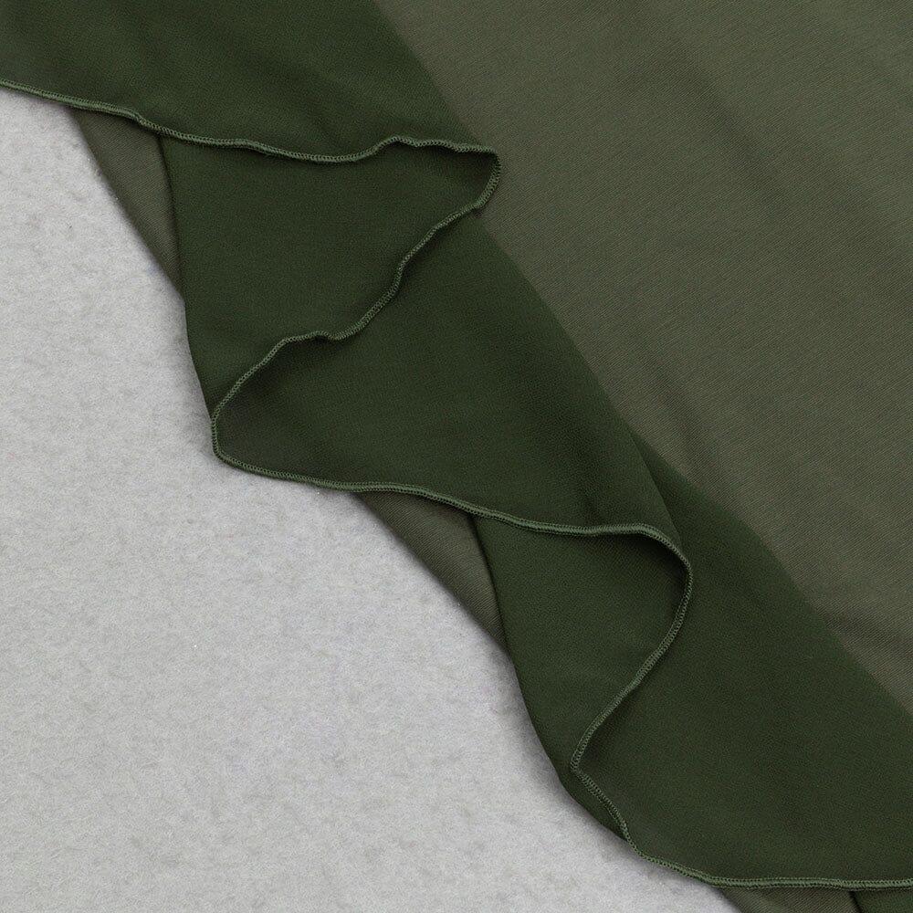 AIIZIE GREEN ONE SHOULDER RUFFLE TRIM DRESS - product image