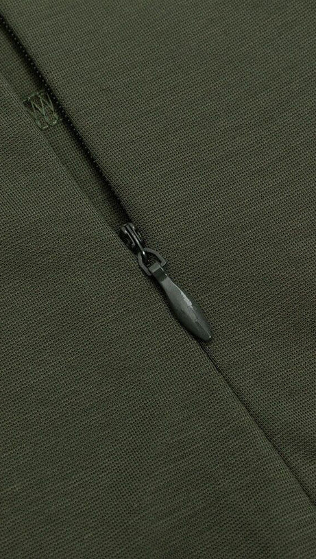 GREEN ONE SHOULDER RUFFLE TRIM DRESS