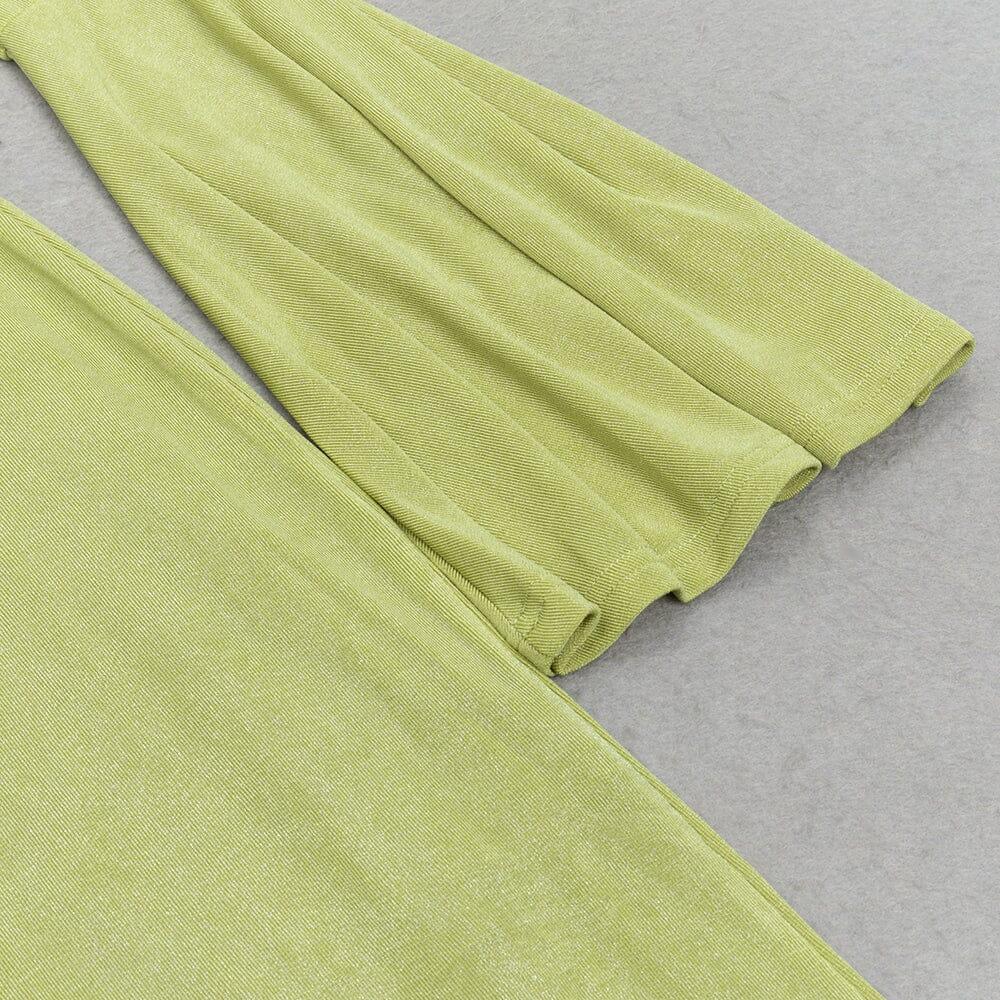 AIIZIE GREEN TRUMPET SLEEVE BODYCON MAXI DRESS - product image