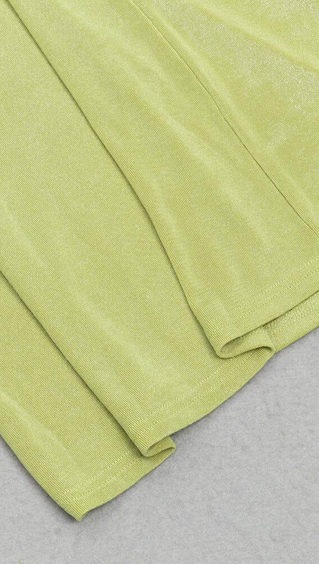 GREEN TRUMPET SLEEVE BODYCON MAXI DRESS