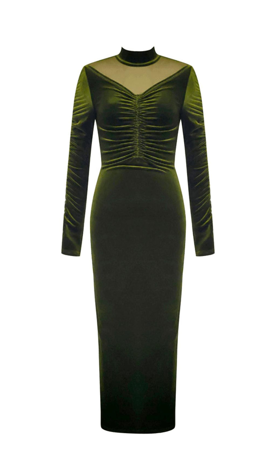 HIGH COLLAR PLEATED MAXI DRESS