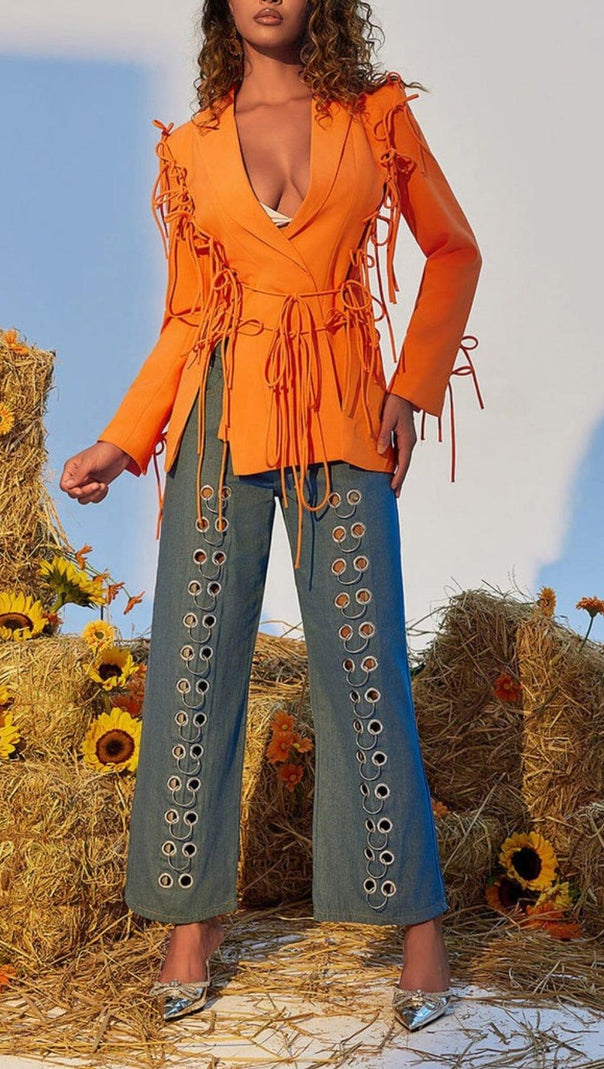 AIIZIE HOLLOW WIDE DENIM PANTS - product image