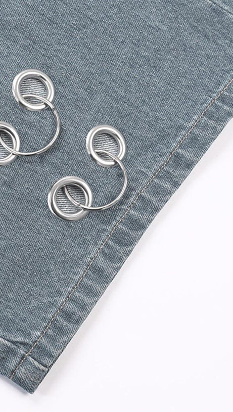 HOLLOW WIDE DENIM PANTS