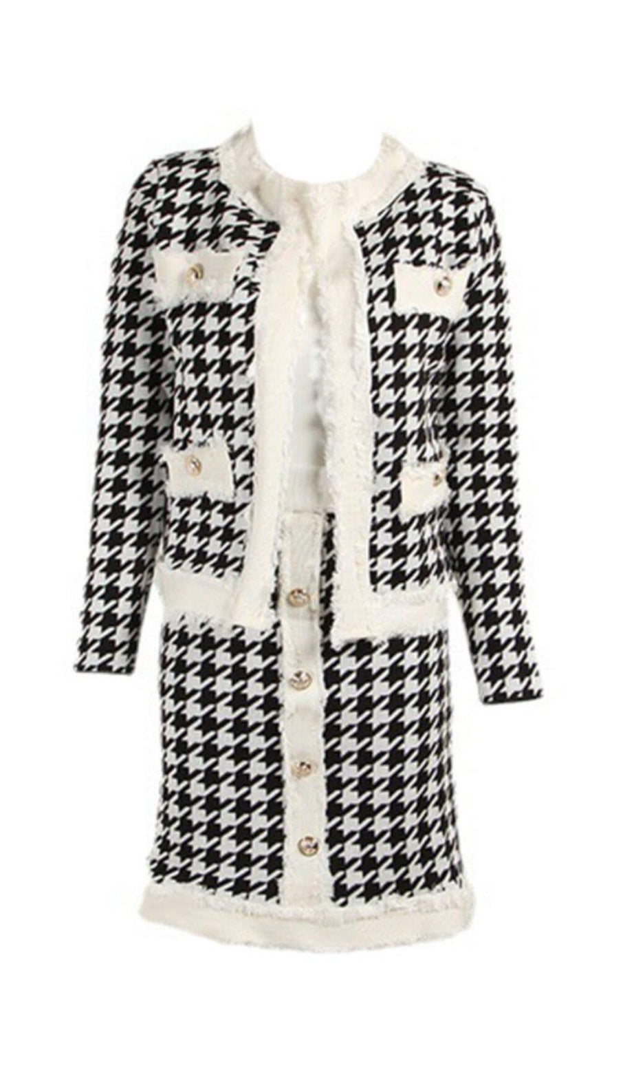 COMPLETO GONNA IN MAGLIA PIED DE POULE