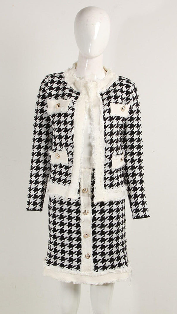 AIIZIE HOUNDSTOOTH KNITTED SKIRT SET - product image