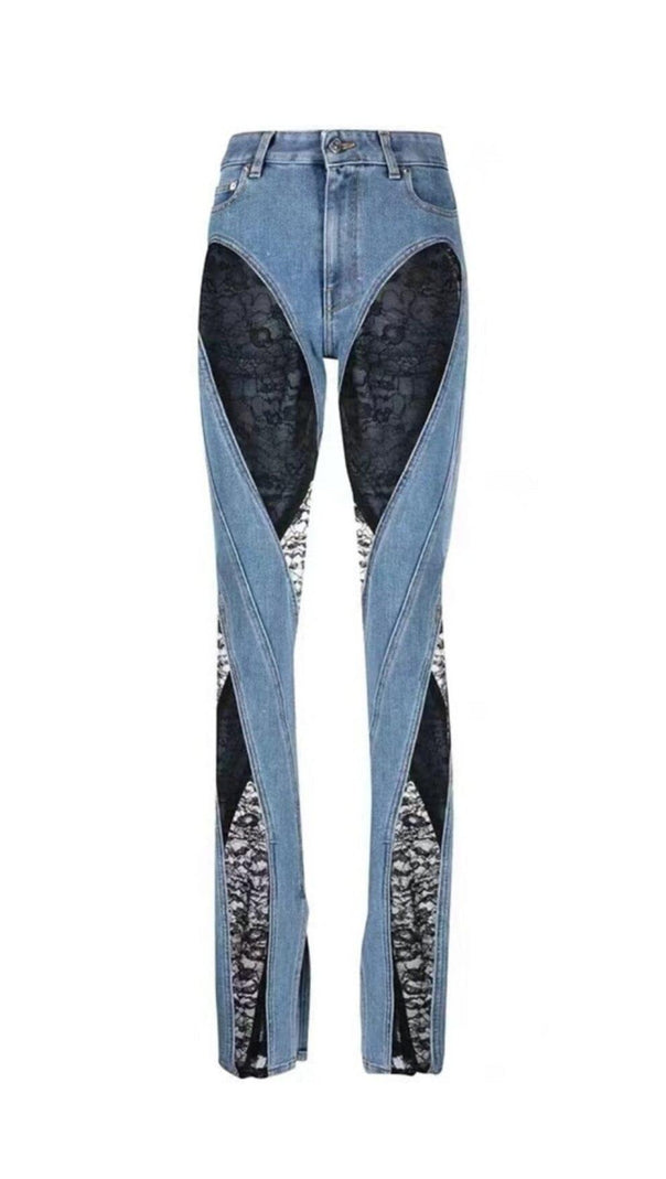 AIIZIE LACE PANELED HIGH RISE SKINNY JEANS - product image