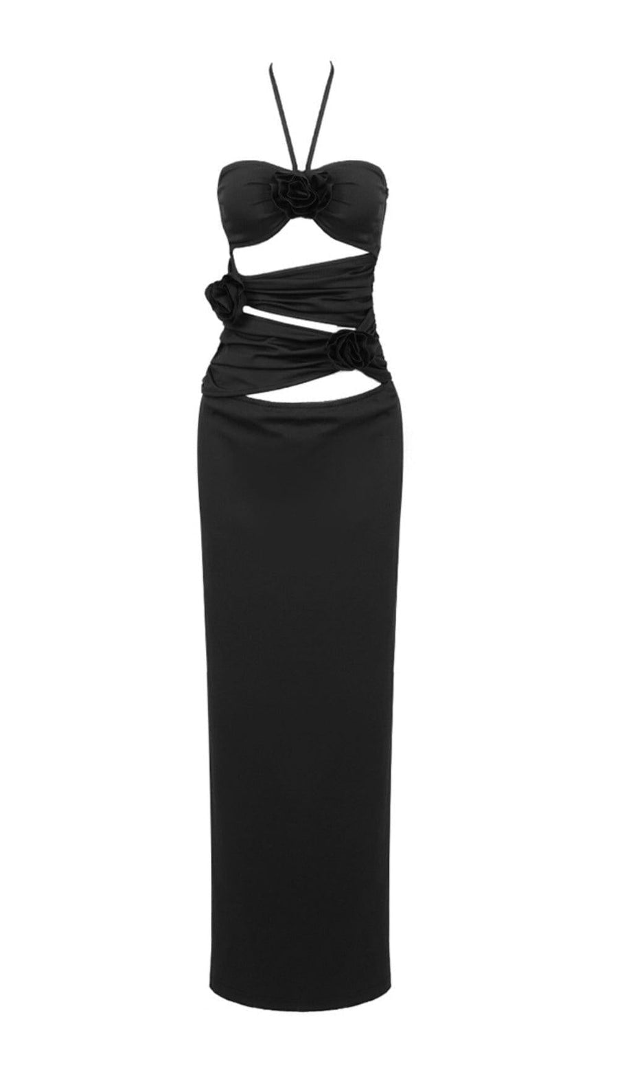 BANDAGE CUT-OUT MAXIKLEID IN SCHWARZ