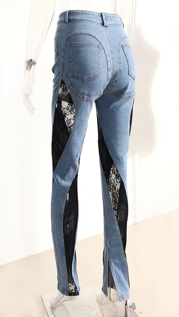 AIIZIE LACE PANELED HIGH RISE SKINNY JEANS - product image