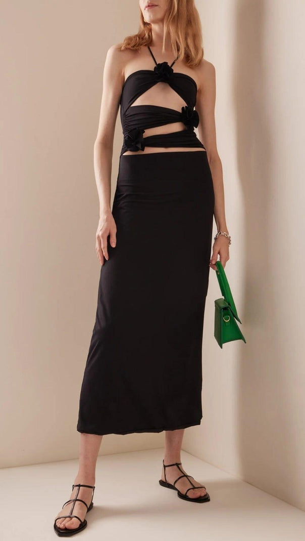 AIIZIE BANDAGE CUT OUT MAXI DRESS IN BLACK - product image