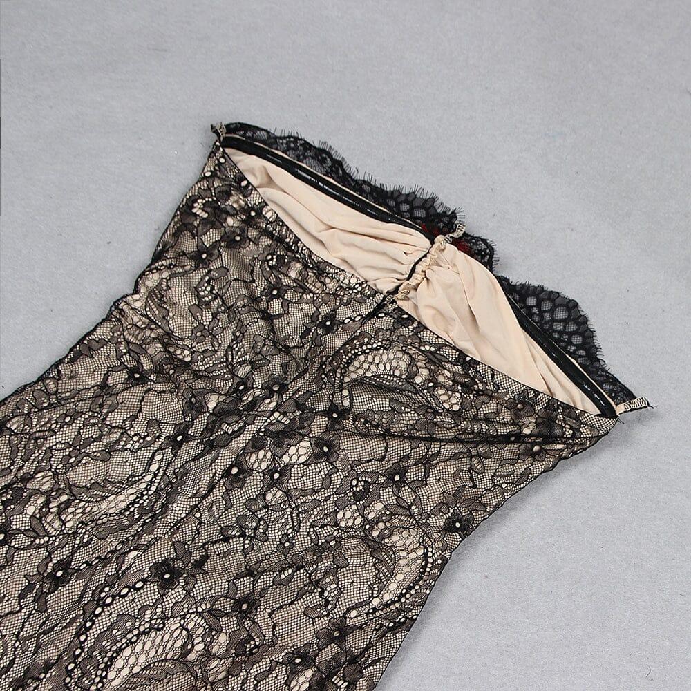 AIIZIE LACE SHEER FLOWER APPLIQUE CUT-OUT MAXI DRESS - product image