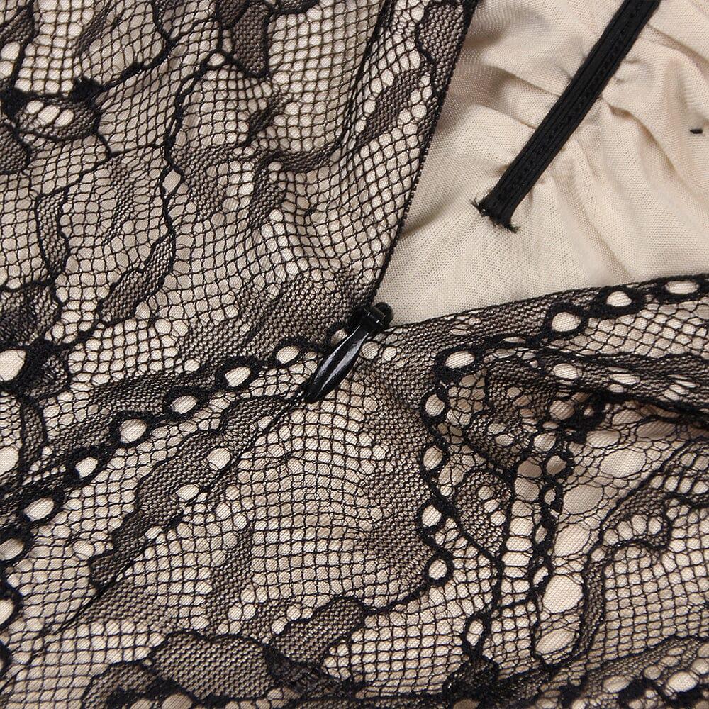 AIIZIE LACE SHEER FLOWER APPLIQUE CUT-OUT MAXI DRESS - product image