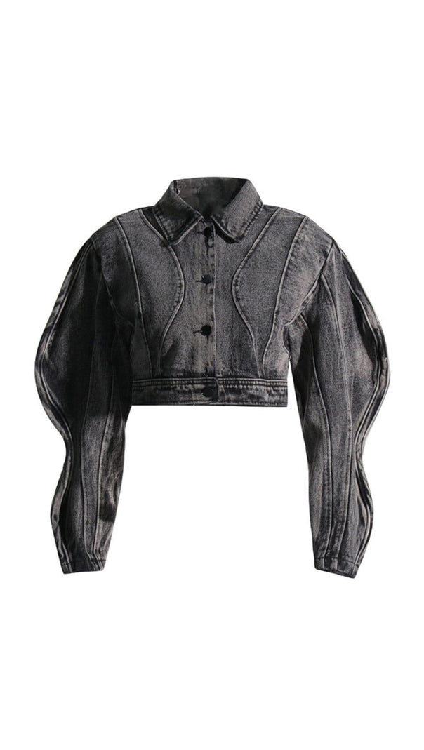 AIIZIE LONG SLEEVE WAVE DENIM JACKET - product image