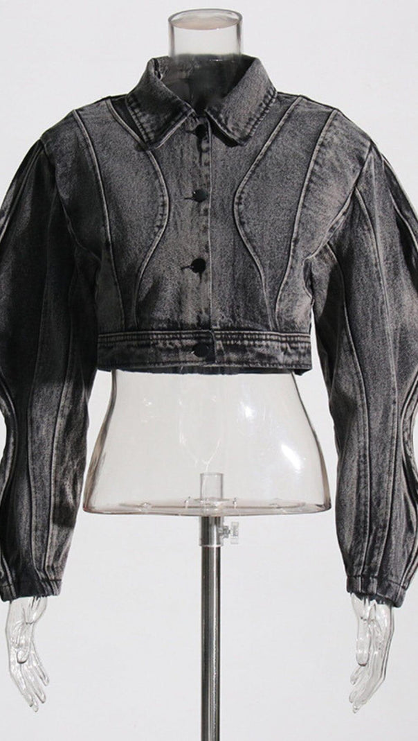 AIIZIE LONG SLEEVE WAVE DENIM JACKET - product image