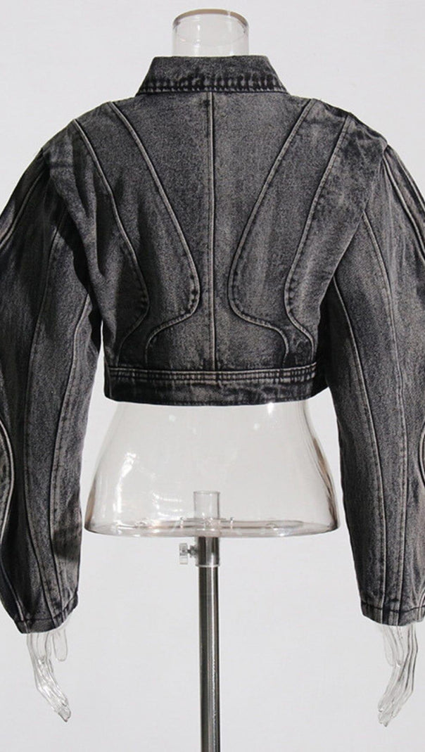 AIIZIE LONG SLEEVE WAVE DENIM JACKET - product image
