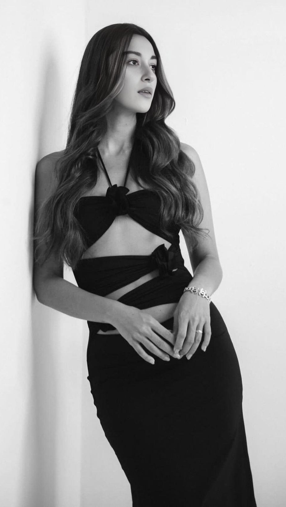 BANDAGE CUT OUT MAXI DRESS IN BLACK