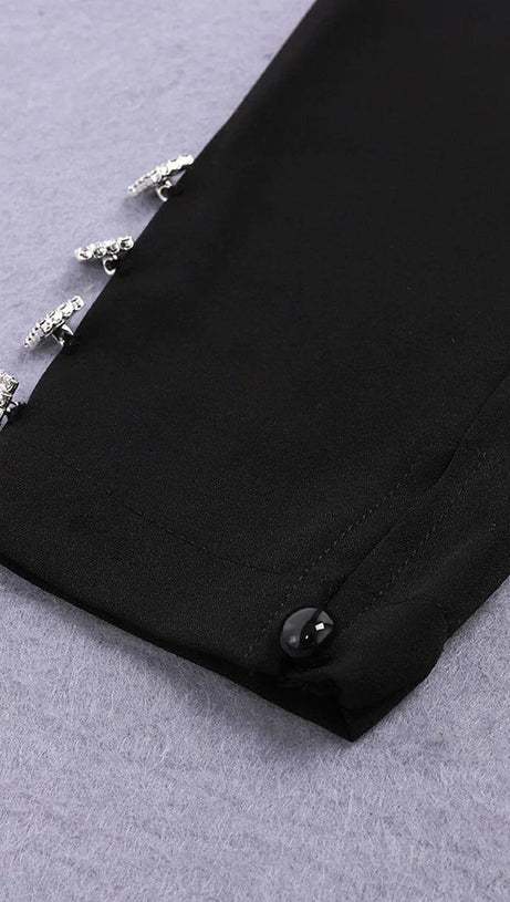 LONG-SLEEVED BACKLESS BOW MESH VELVET PATCHWORK MIDI DRESS