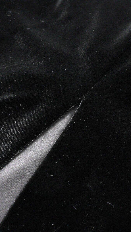 LONG-SLEEVED BACKLESS BOW MESH VELVET PATCHWORK MIDI DRESS