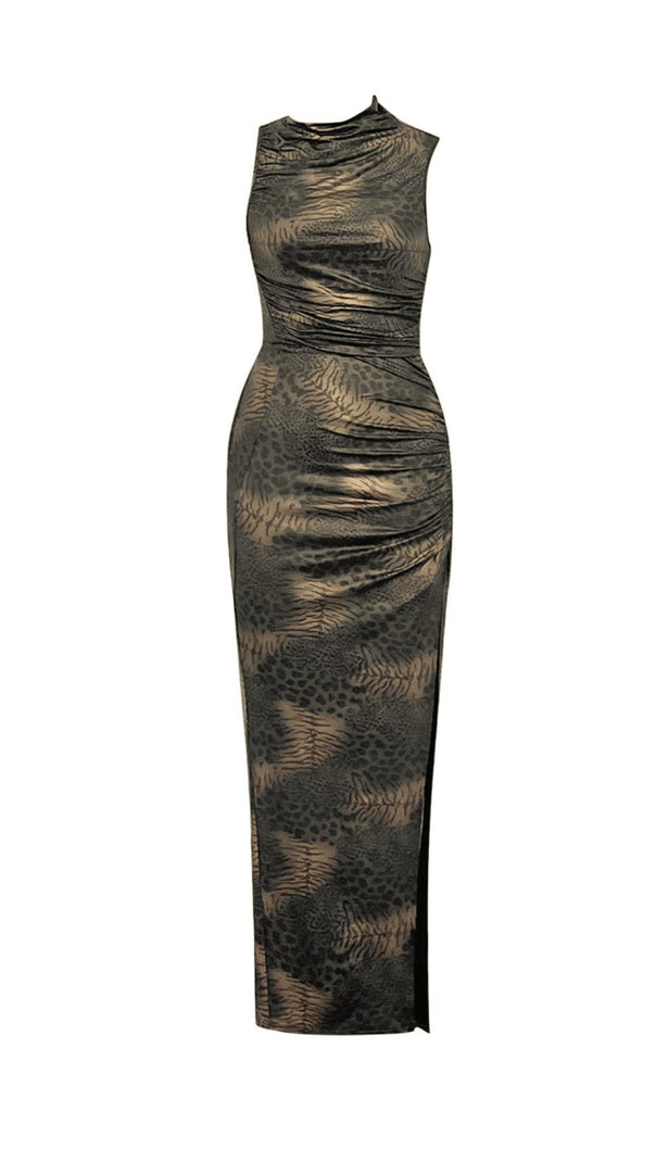 AIIZIE MOCK NECK SPLIT COCKTAIL MAXI DRESS - product image