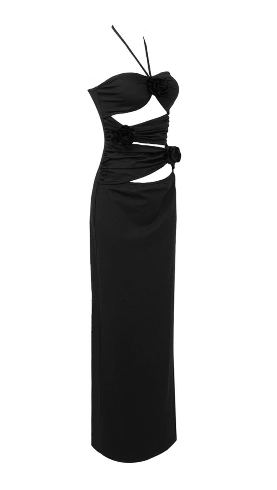BANDAGE CUT OUT MAXI DRESS IN BLACK