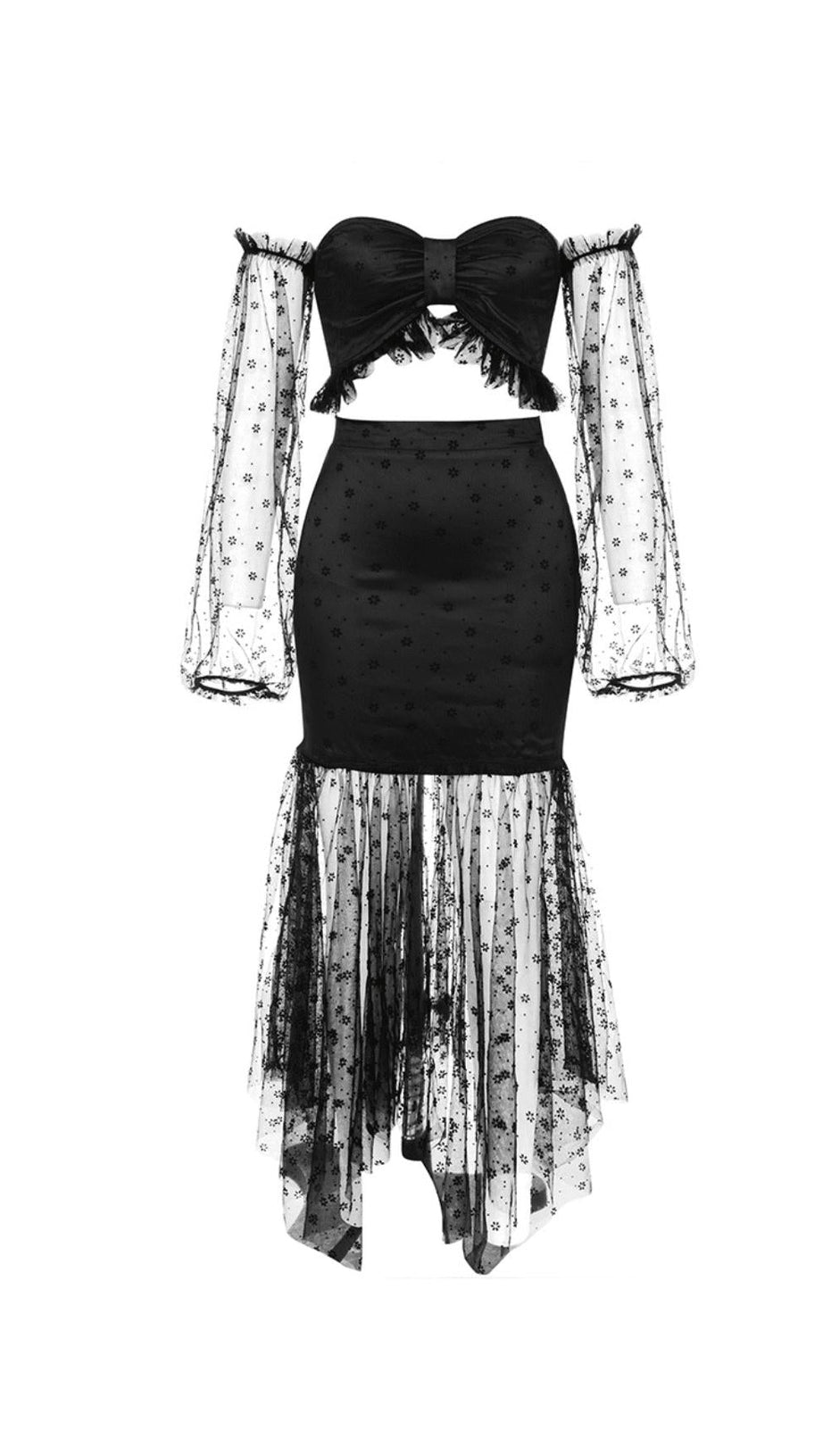 ONE SHOULDER TULLE MIDI DRESS