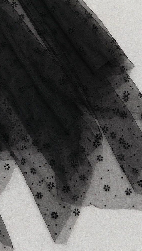 ONE SHOULDER TULLE MIDI DRESS