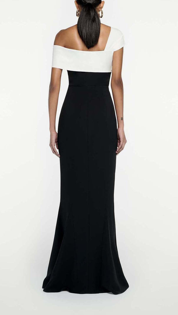 AIIZIE ASYMMETRIC OFF SHOULDER MAXI DRESS IN BLACK - product image