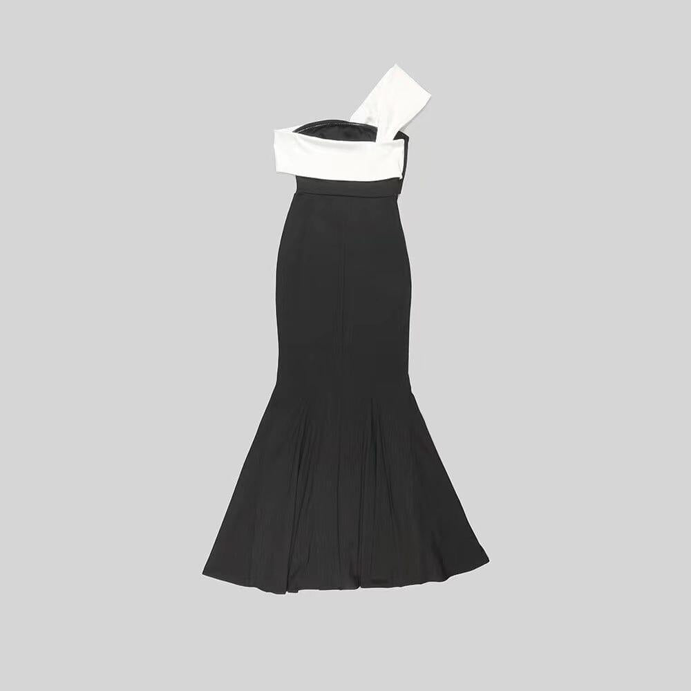 AIIZIE ASYMMETRIC OFF SHOULDER MAXI DRESS IN BLACK - product image