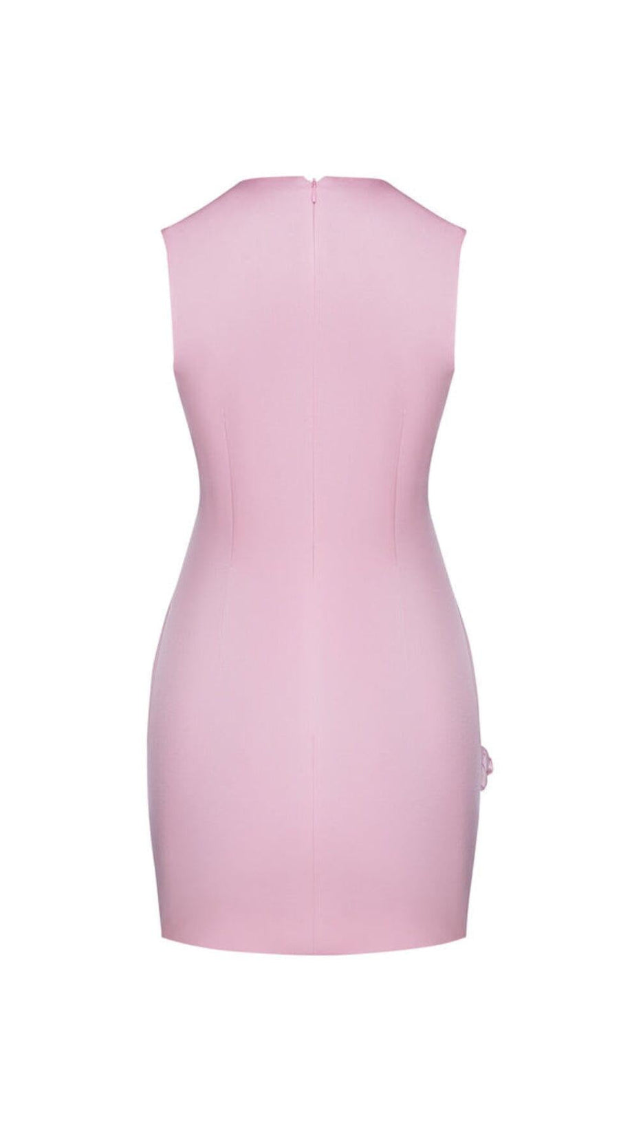 ROSE-APPLIQUÉ ROUND NECK CADY MINI DRESS