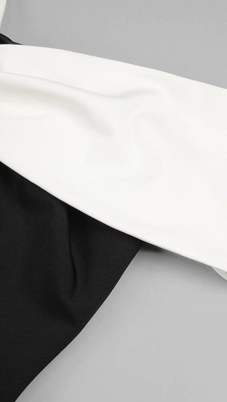 ASYMMETRIC OFF SHOULDER MAXI DRESS IN BLACK