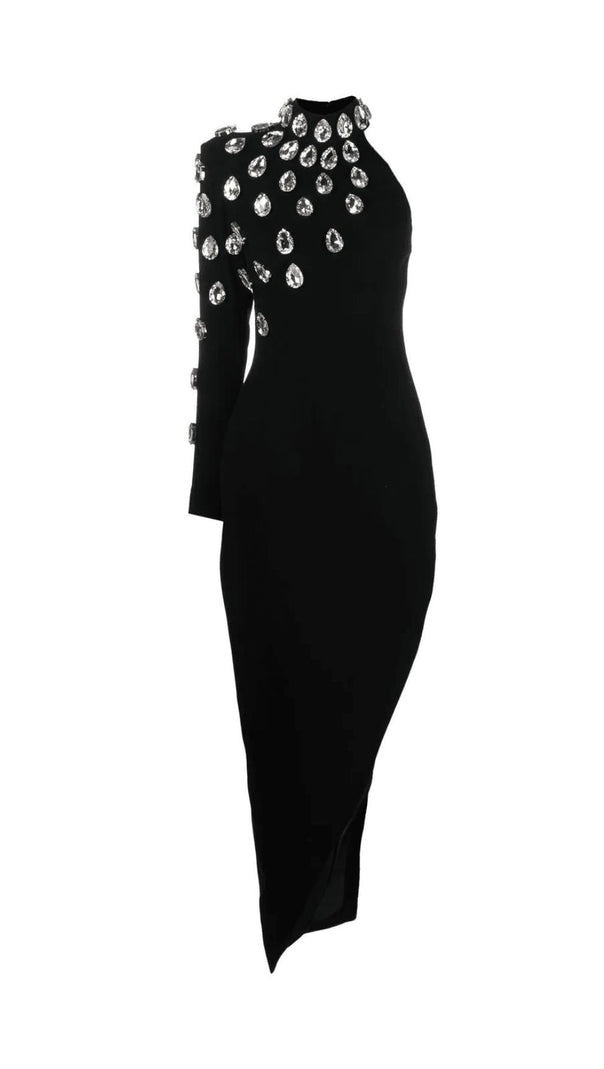 AIIZIE ASYMMETRICAL BLACK CRÊPE DRESS - product image