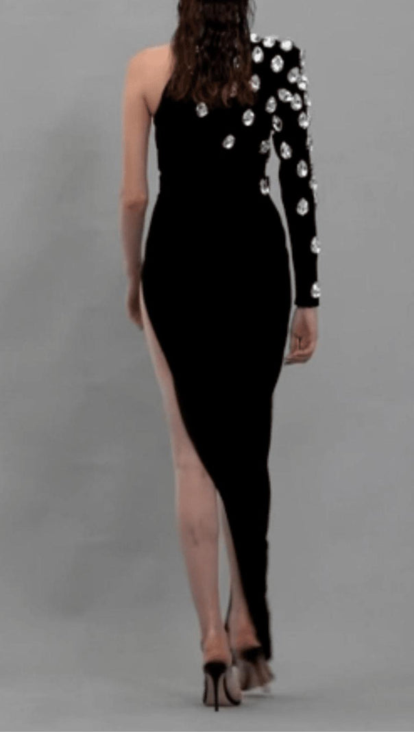 AIIZIE ASYMMETRICAL BLACK CRÊPE DRESS - product image