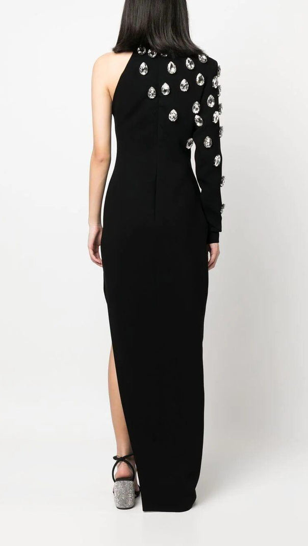 AIIZIE ASYMMETRICAL BLACK CRÊPE DRESS - product image