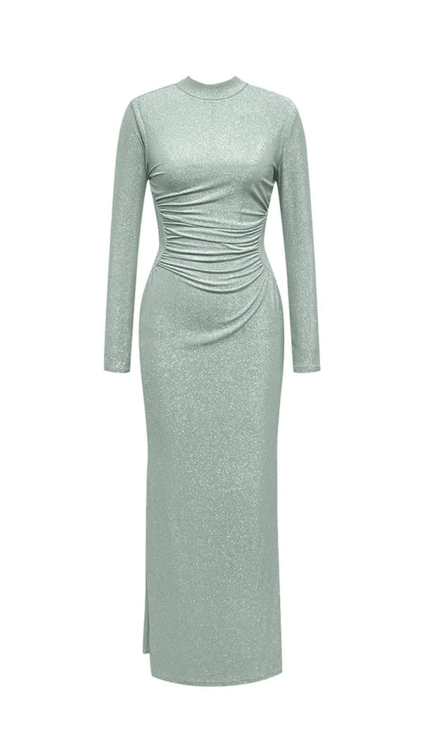 AIIZIE BACKLESS LACE-UP PLEATED MAXI DRESS - product image