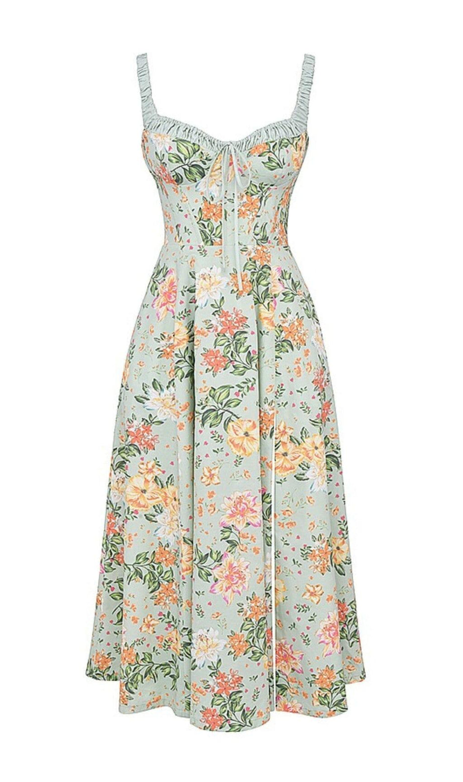 BUSTIER-SOMMERKLEID MIT HELLJADE-PRINT