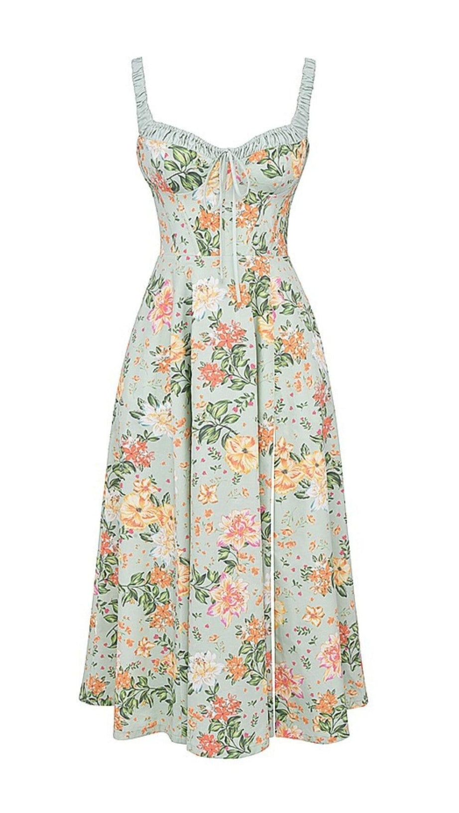 LIGHT JADE PRINT BUSTIER SUNDRESS
