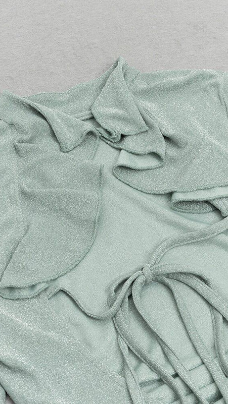 BACKLESS LACE-UP PLEATED MAXI DRESS