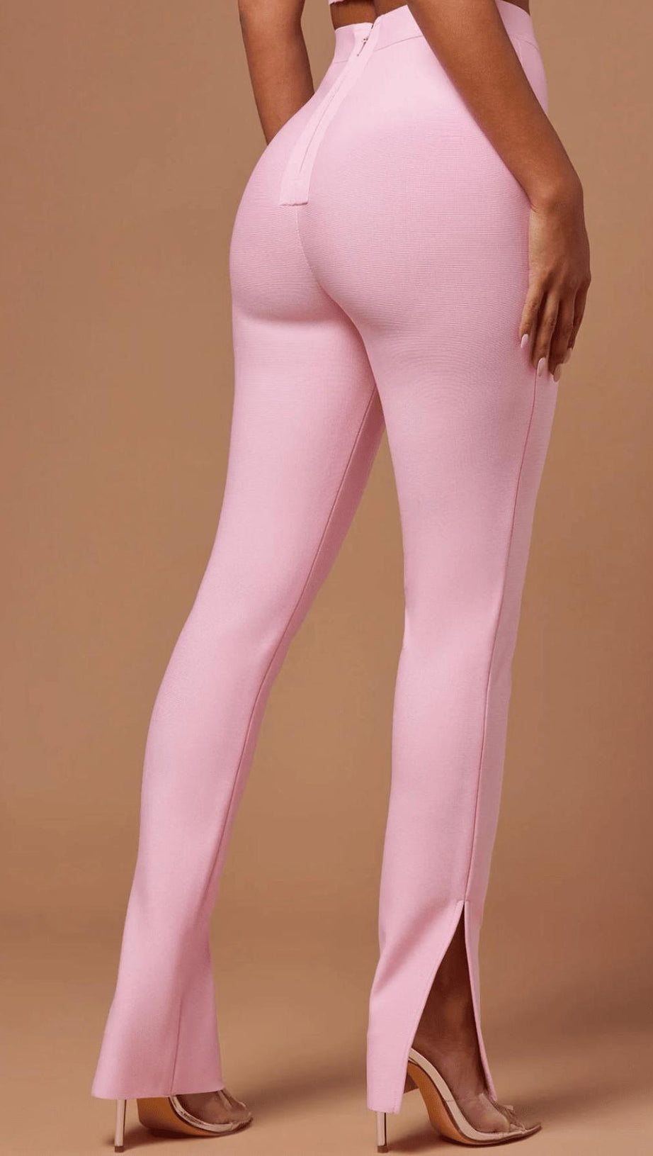 COMPLETO PANTALONI E TOP BANDAGE ROSA 