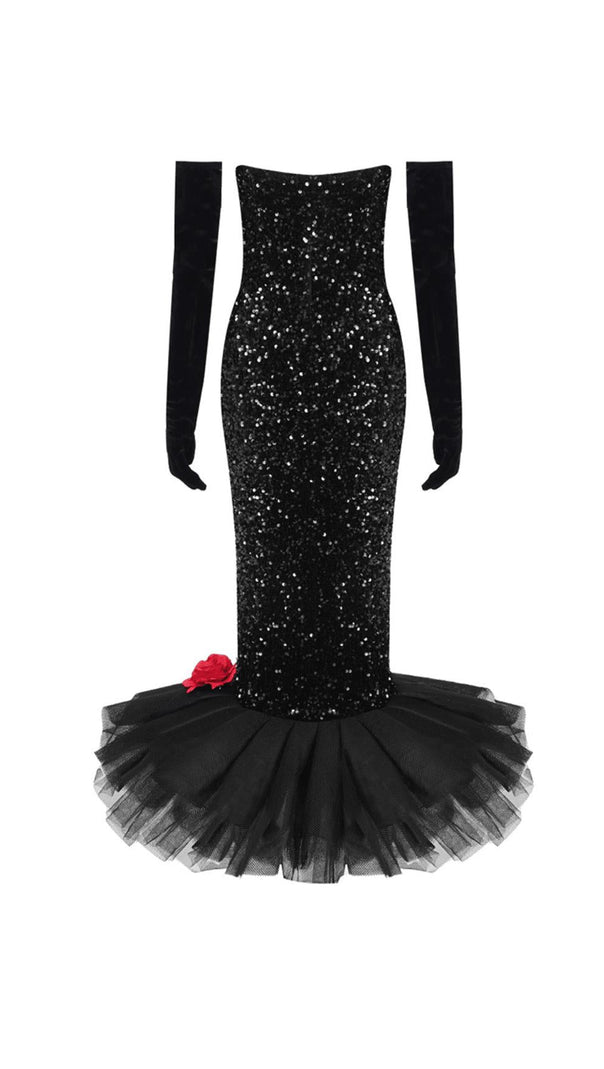 AIIZIE BARBIE SEQUINED LARGE HEM FLORAL DRESS - product image