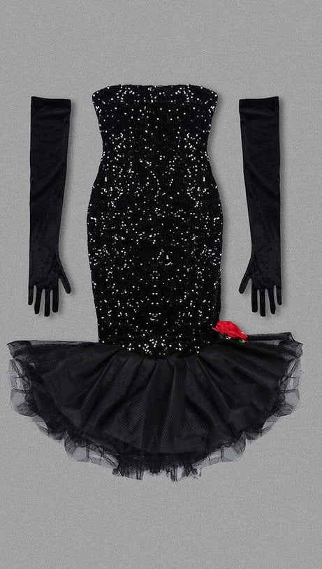 ABITO FLOREALE CON ORLO LARGO E PAILLETTES DI BARBIE