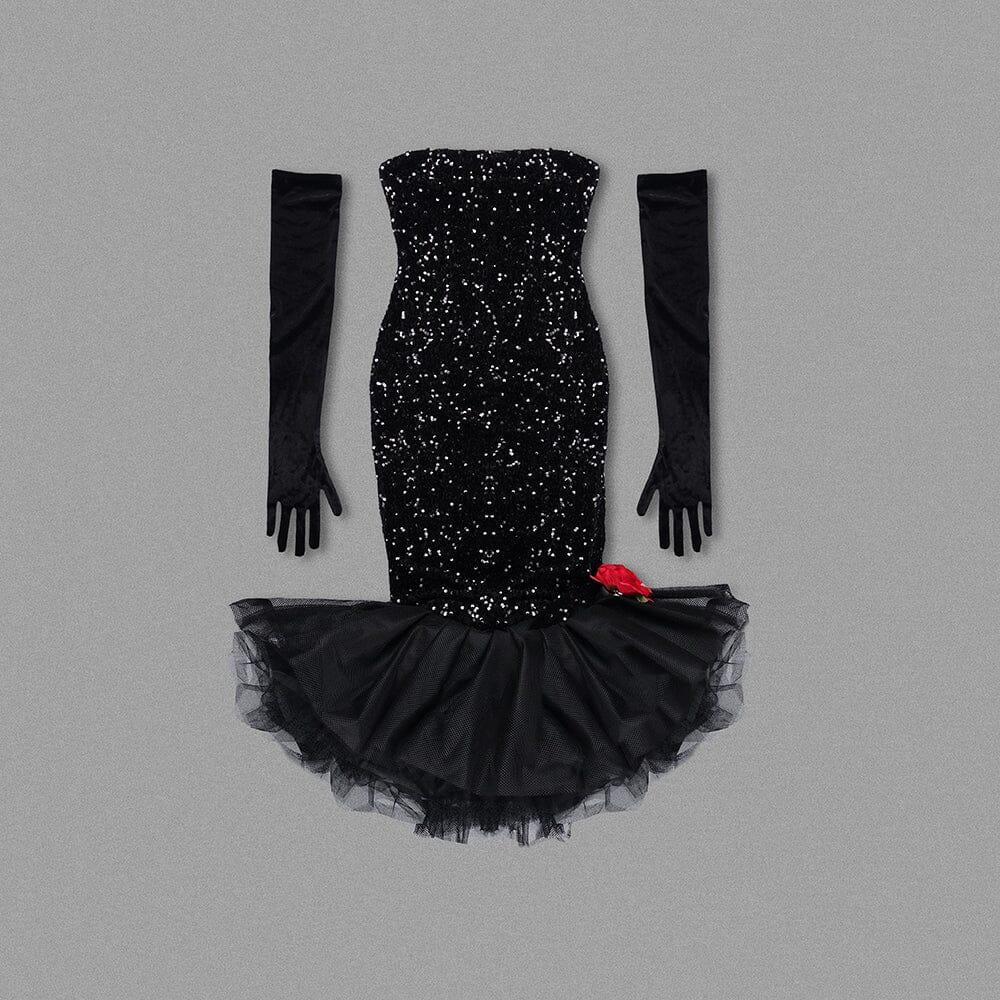 AIIZIE BARBIE SEQUINED LARGE HEM FLORAL DRESS - product image