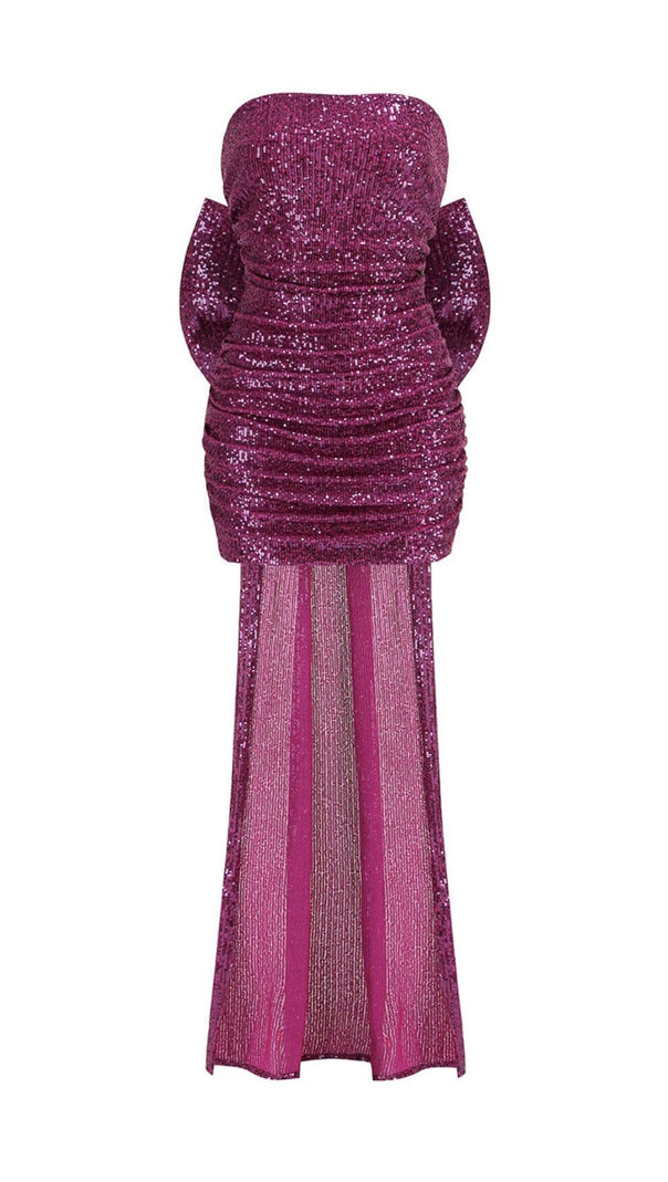 AIIZIE BERRY STRAPLESS BOW MINI DRESS - product image
