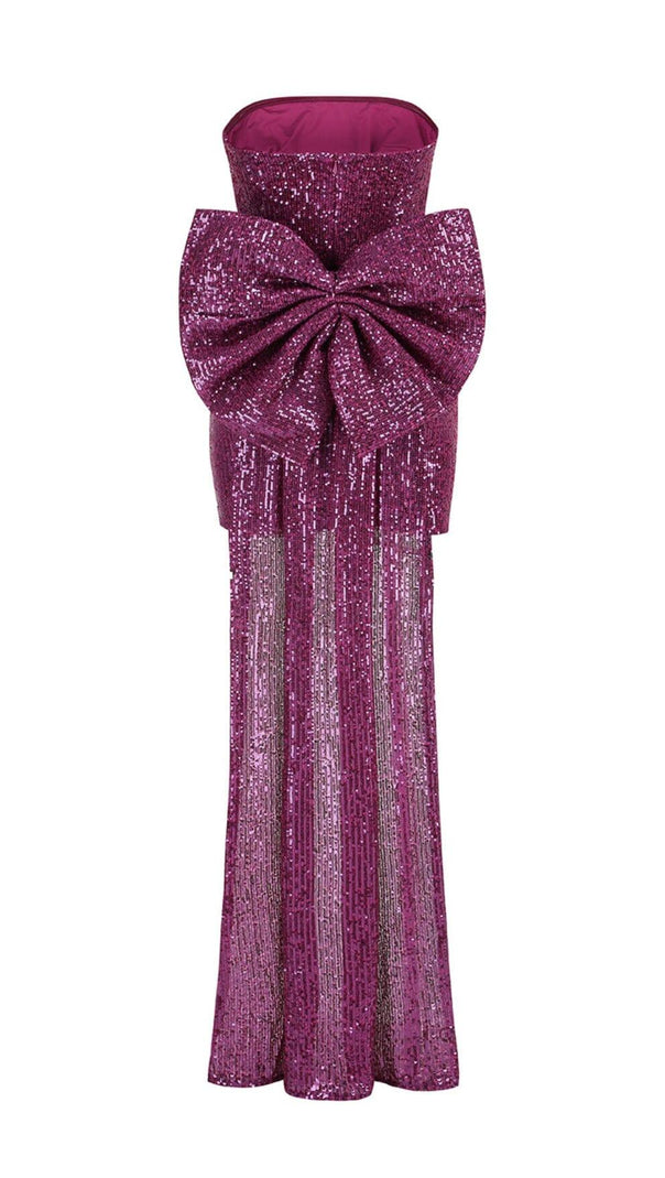 AIIZIE BERRY STRAPLESS BOW MINI DRESS - product image