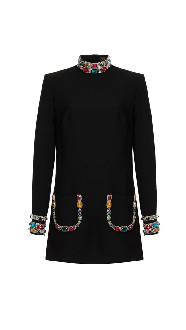 AIIZIE BLACK BEAD-EMBROIDERED MINI DRESS - product image