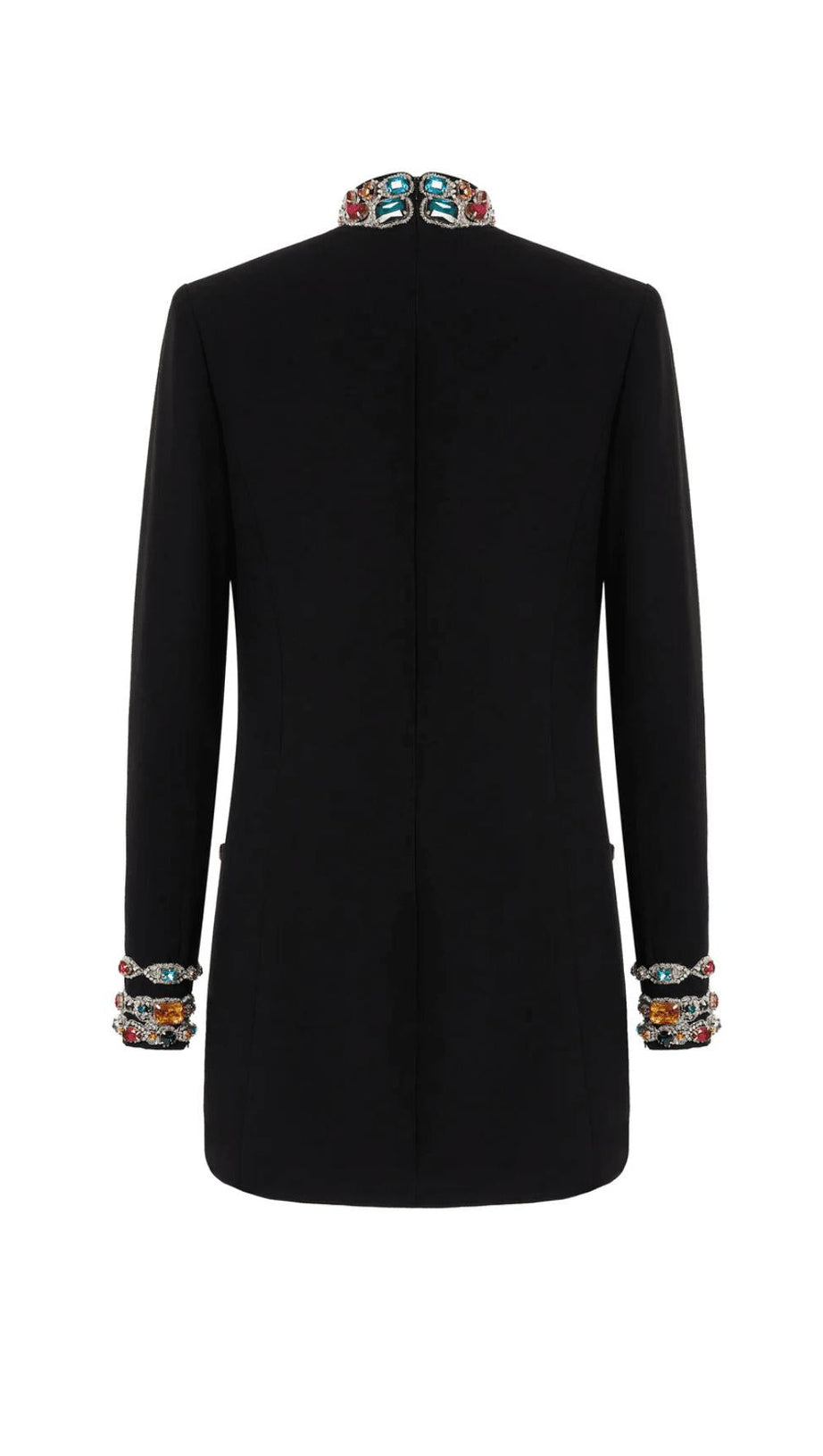 BLACK BEAD-EMBROIDERED MINI DRESS