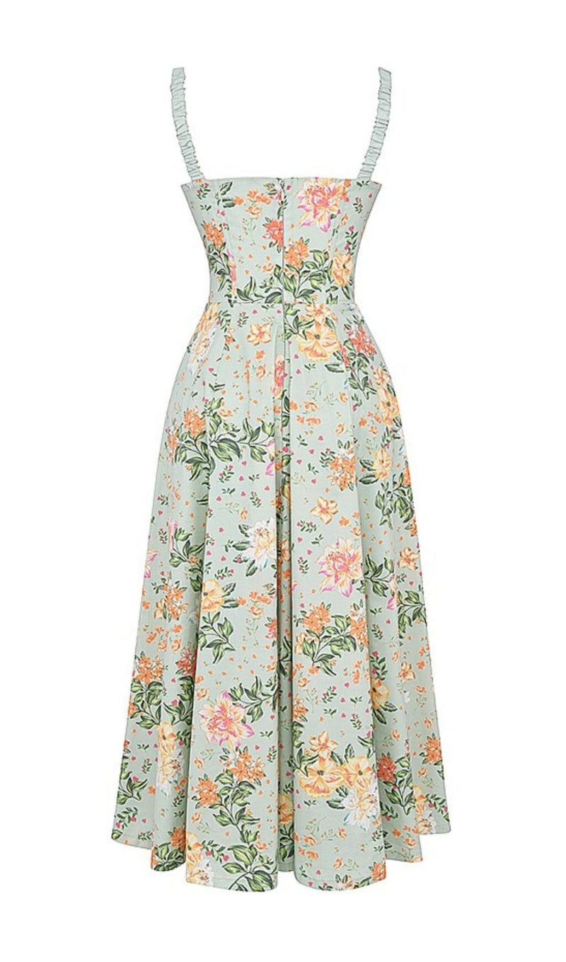 LIGHT JADE PRINT BUSTIER SUNDRESS