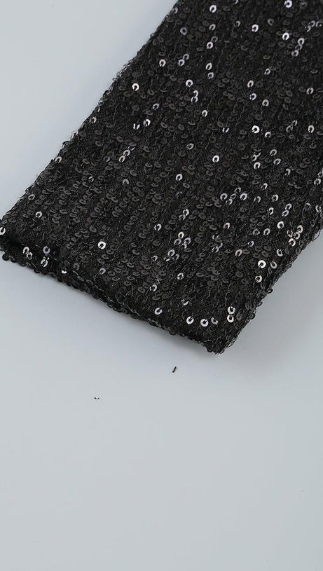 BLACK BODYCON FIT SEQUIN MAXI DRESS