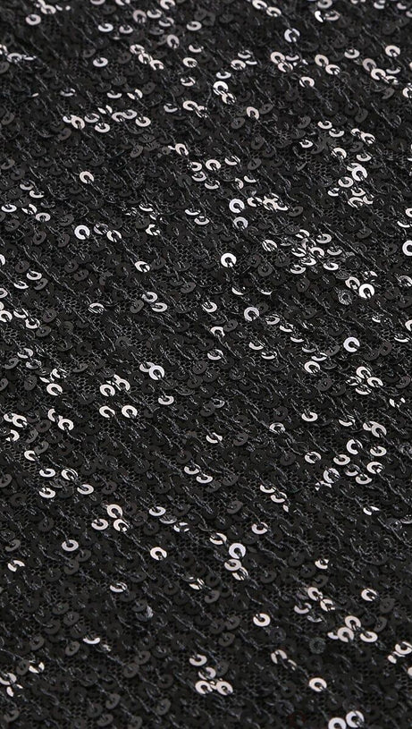 BLACK BODYCON FIT SEQUIN MAXI DRESS