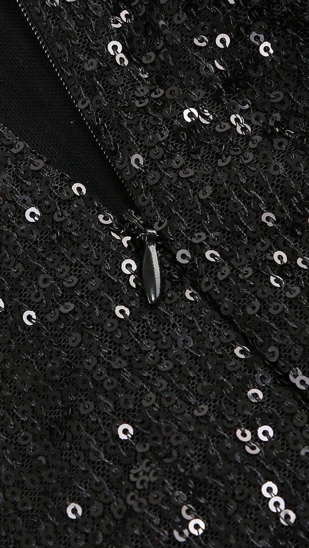 AIIZIE BLACK BODYCON FIT SEQUIN MAXI DRESS - product image